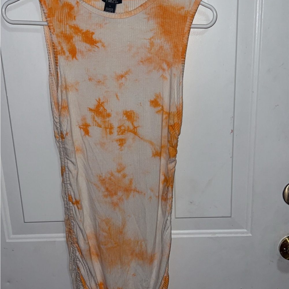 Orange Tie-Dye Sleeveless Top